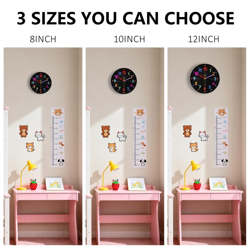 Reloj de pared moderno de 8 pulgadas, funciona con pilas,