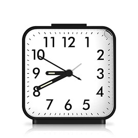 AMIR Analog Alarm Clock, Silent Non Ticking Small Clock, Travel Alarm Clock with Snooze & Light, Ascending Beep Sounds, Battery Operated Loud Alarm Clock for Bedroon, Bedside, Desk (Black)