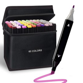 VIKIBO Alcohol Markers Set, 60 Colors Dual Tips Blender Art Markers for Drawing Sketching Booking Coloring Artist Markers Pen with Carry Case