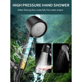 Filtered Shower Head with Handheld, High Pressure Shower Heads with 3 Spray, Hand held Showerhead with Filters for Hard Water, Remove Chlorine (Black)