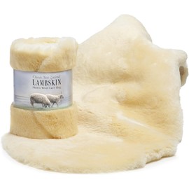 Desert Breeze Distributing Genuine New Zealand Baby Sheepskin, 100% Natural, Soft Shorn Wool, Soothing Comfort, All Seasons, Size Large LRG 34-36 inches in Length