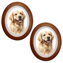 Levoberg Oval Picture Frame 8x10 Wood Oval Photo Frames for Wall Silouette Picture Frame Classic Wall Mounting Pictures Frame with Seamless Nail for Home Decor Gallery Art 2 Pack Brown
