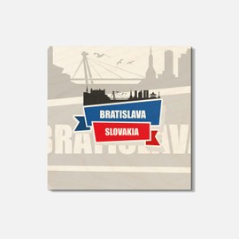 Unbranded Bratislava Slovakia Travel 4'' X 4'' Square Wooden Coaster