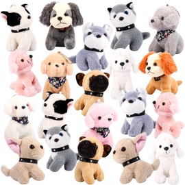 Niceup 20Pcs 4.5in Kids Mini Stuffed Dogs Puppies Bulk Adopt Puppy Pet Pawty Party Favors Small Plush Animals Cute Little Paw Pup Soft Plush Toys Doll for Blue Puppy Birthday Party