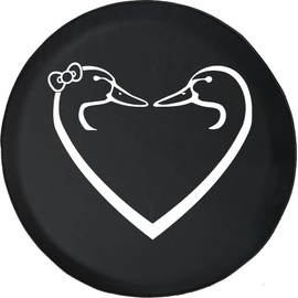 Funny Spare Tire Wheel Cover for Camper SUV Trailer Truck RV JP Thick PVC Leather | Duck Heart Hunting Country Black 31 Inch