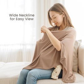 Konssy Knit Nursing Cover for Breastfeeding, 360 Full Privacy Breathable Breastfeeding Cover, Multi-use Carseat Canopy(Clay)