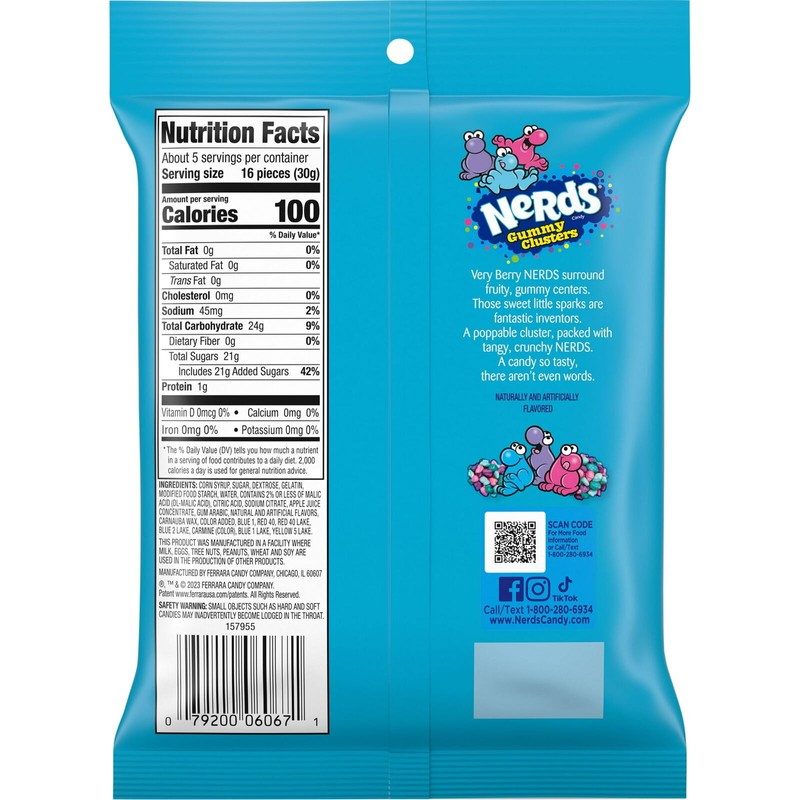 Nerds Very Berry Gummy Clusters 5 Ounce Peg (Pack of
