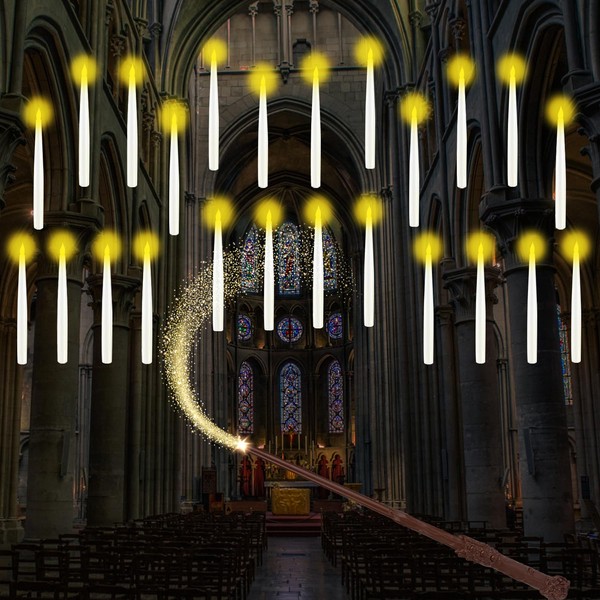 GTYZZH Floating Candles with Wand, 24PCS Hanging Candles with Remote