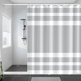 Uiiooazy White Grey Shower Curtain for Bathroom Boho Shower Curtain Cloth with Hooks Bohemian Stripe Fabric Shower Curtains 72x72 inches