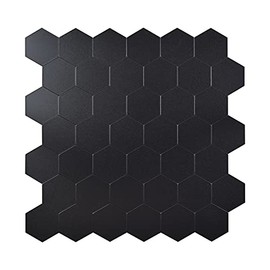 Miscasa Peel and Stick Black Tile Backsplash, Hexagon Aluminum Composite Panel Self Adhesive Tile Backsplash for Kitchen (5 Sheets)