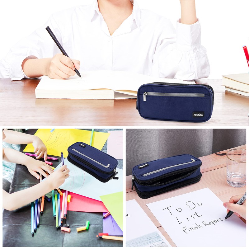 ProCase Pencil Case Pen Bag, Two Layers Big Capacity Pencil