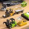 KAIMIO 1/64スケール ミニRC建設車両 ミニフォークリフト/クレーントイ リアトレーラー付き 2.4GHz リモートコントロール 建設車両おもちゃ メタルボディ構造とクールライト(2D-イエロー)