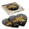 2 x Heart Coasters - 3D Manchester Bee Logo Cork