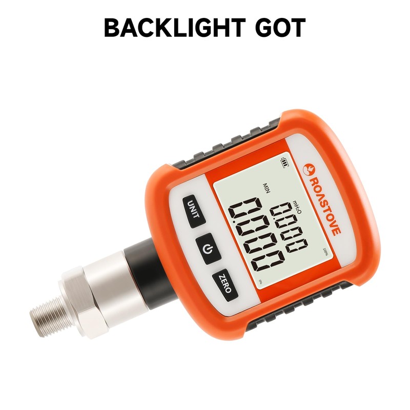 Roastove Digital Industrial Pressure Gauge 0-160psi, 0.2% FS, 1/4''NPT Lower,