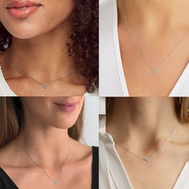 Supcare Women's Necklace Silver with Letters Zirconia Initials Letter Alphabet A-Z Pendant Chain S925 Sterling Silver Necklace Initial Chains Jewellery for Women Girls, Sterling Silver, Cubic Zirconia