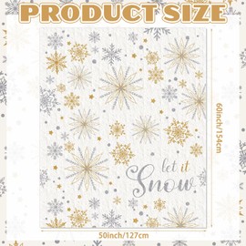 Buryeah 50'' x 60'' Winter Snowflake Throw Blanket White Let It Snow Blanket Plush Warm Gold Silver Christmas Winter Decor for Sofa Couch Bed