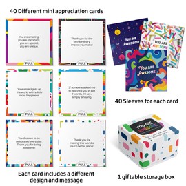 Dessie Awesome Cards - 40 Unique Mini Encouragement Cards w/Inspirational Messages. Employee Appreciation Gifts. Teacher Appreciation Gifts in Bulk. Positive Affirmation Cards.
