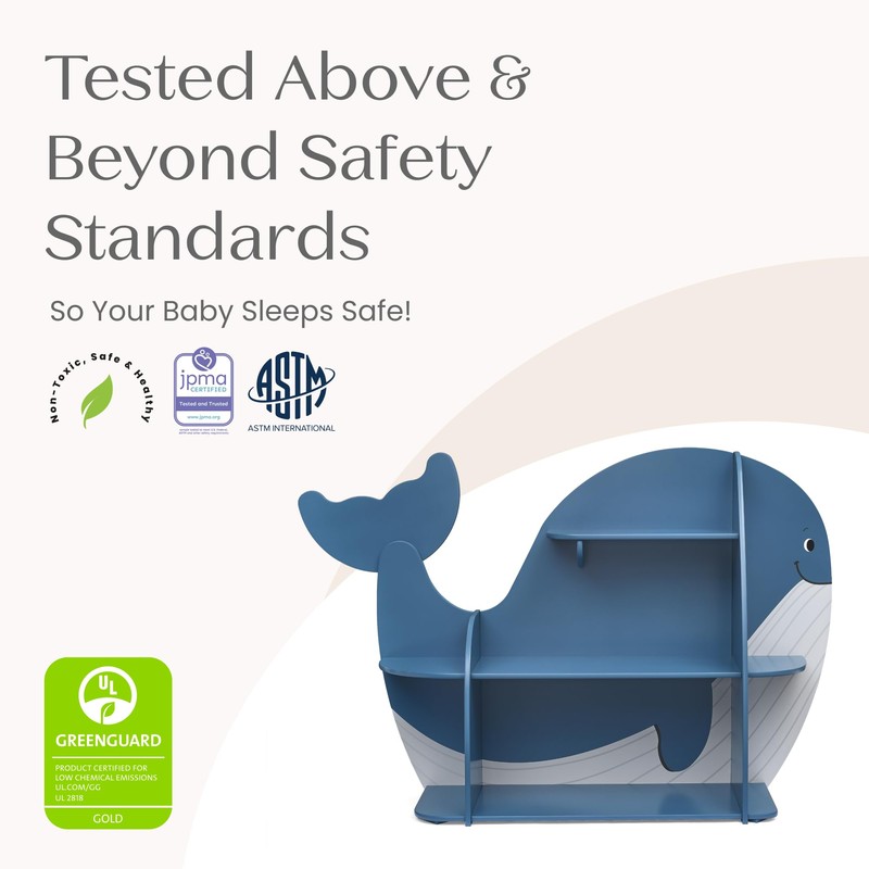 Delta Children Whale Bookcase - Greenguard Gold Certified, Blue