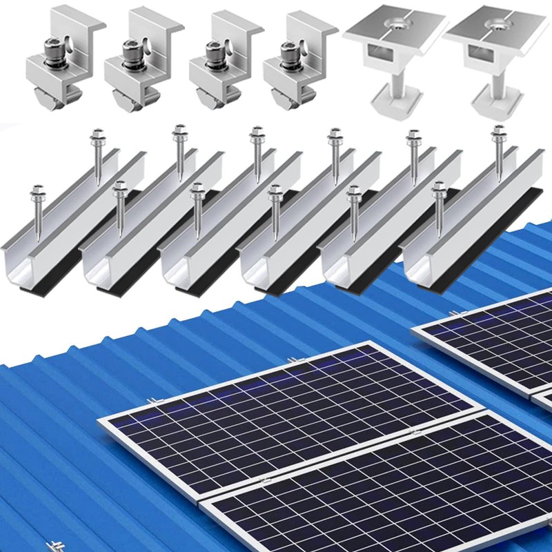 Solar Panel Bracket Flat Roof, 6 Aluminium Mounting Rail &