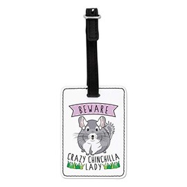 Gift Base Beware Crazy Chinchilla Ladies Optical Luggage Tag with Black Strap