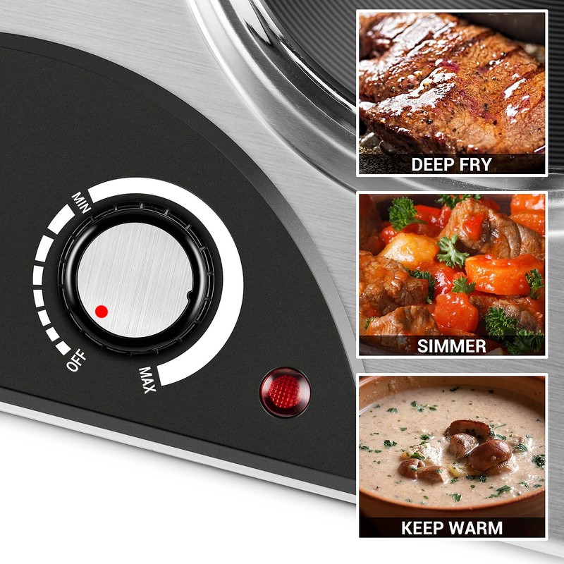 CUSIMAX Double Burners, 1800W Electric Hot Plate for Cooking Double