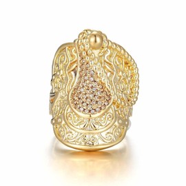 Exquisite Gold Elegance: Premium Heavy XXXL Saddle Ring - 42g Weight, Sparkling Stones, and Multiple Sizes (13)- Unleash Your Opulence with Affordable Luxury and Impeccable Craftsmanship