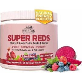 WINDMILL HEALTH PRODUCTS COUNTRY FARMS Super Reds, Energizing Polyphenol Superfood, 48 Super Fruits and B