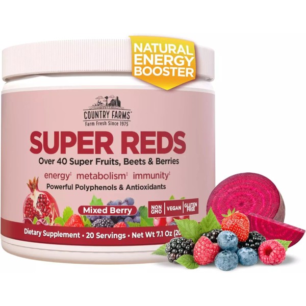 WINDMILL HEALTH PRODUCTS COUNTRY FARMS Super Reds, Energizing Polyphenol Superfood,