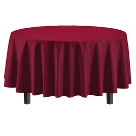 Exquisite 12-Pack Premium Plastic 84-Inch Round Tablecloth, Burgundy