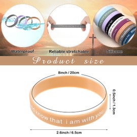 120 Pieces Bible Verses Bracelets Motivational Quote Rubber Wristbands Religious Silicone Bracelet Inspirational Silicone Wristbands Stretch Unisex Wristbands for Men Women Teens Party (Light Color)