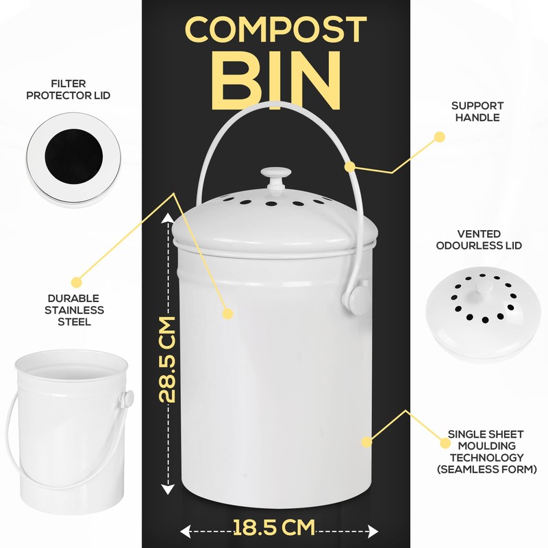 Utopia Kitchen Compost Bin for Kitchen Countertop - 1.3 Gallon
