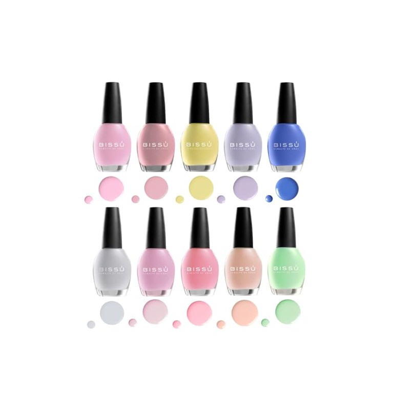 Biss, Kit 10 Esmaltes 5 ml Top Coat, Aceite y