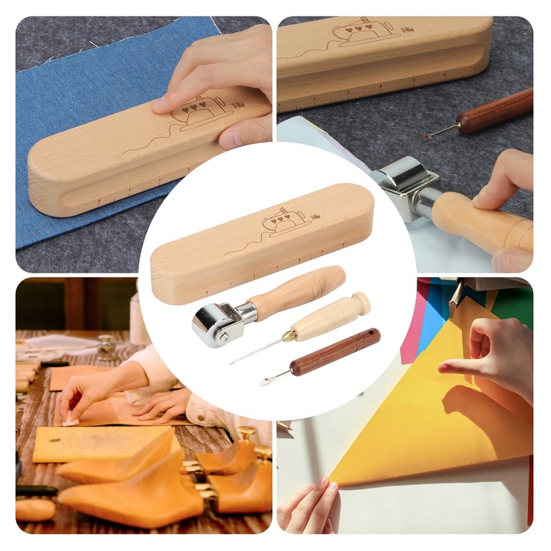 FMTYAOIU 4 Pcs Wooden Sewing Quilting Tools Include Tailor Clapper,Seam