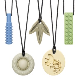 CLDY Kaukette für Kinder, 5er-Pack sensorische Kauketten, Autismus-Spielzeug für Jungen und Mädchen, Beißring aus Silikon BPA-frei, perfekt für Kinder mit ADHS, Beißende, Fingernägel Kauen