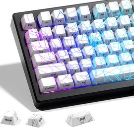 HITIME x XVX Shine Through Keycaps w/IMD Tech, Custom Spider Web Keycaps 60 75 100 Percent, White Key Cap Set Lines Backlit, OEM Profile Side Printed for Keyboards