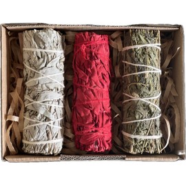 3-Piece Sage Smudging Kit - White, Dragon's Blood, and Black Sage (Mugwort) - Pangolin House