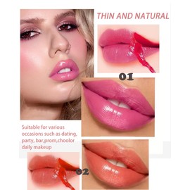 Peel Off Lip StainTattoo Lip Gloss,2 Pcs Pink Nude Red Matte Lip Liner Stain Peel Off Waterproof Long Lasting,Highly Pigmented Transfer-Proof Non-Stick Tinted Liquid Lipstick Makeup for Women-01+02