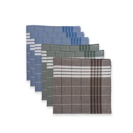 Arabias Men's Fabric Handkerchiefs Set of 6 Colours Green Brown Blue Size 40 x 40 cm 100% Cotton, Green, brown, blue, One size fits all