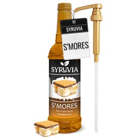 Syruvia S’mores Syrup – S’mores Coffee Syrup Flavor, 25.4 fl oz, Kosher, Gluten Free, Perfect for Coffee, Drinks, Soda, Desserts, and More, With Syrup Pump