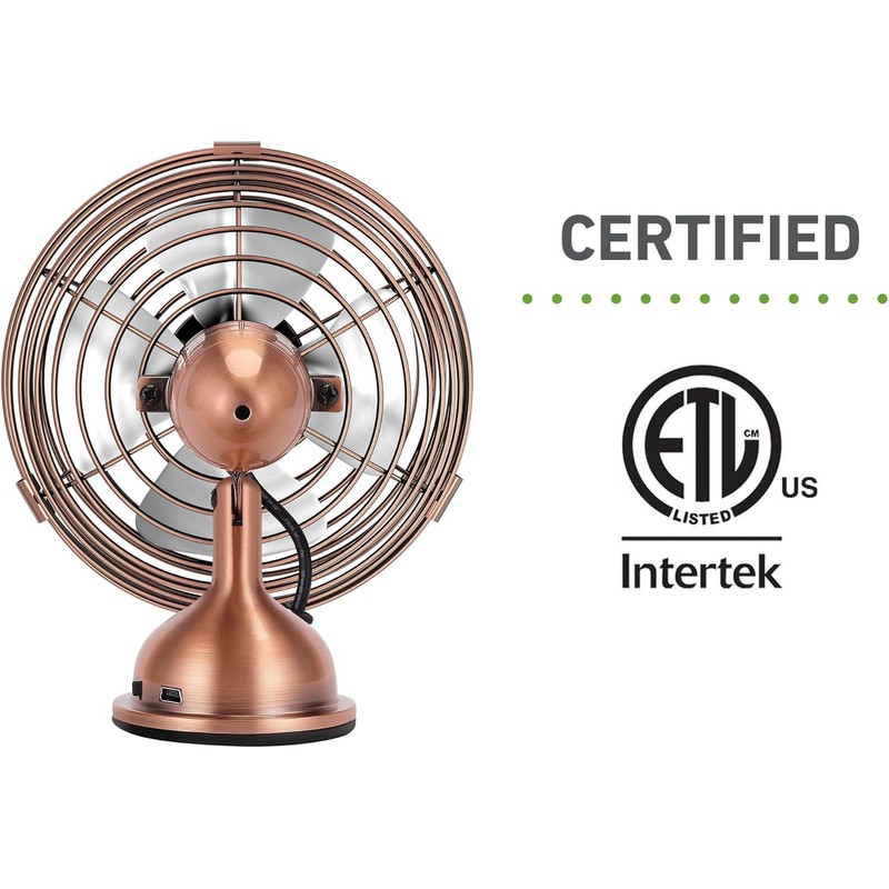 HOLMES 4" Mini Heritage Desk Fan, USB-Powered, Single Speed, 4