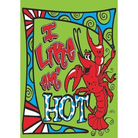 Magnolia Garden I Like me Hot Crawfish on Green 42 x 29 Rectangular Double Applique Large House Flag