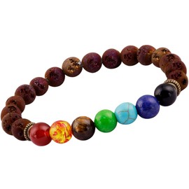 mookaitedecor 7 Chakras Stone Bracelet,Gemstone Stretch Beads Bracelet for Yoga Meditation Healing Crystal