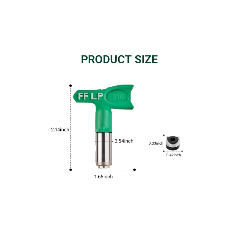 310 Fine Finish Low Pressure Airless Spray Tip, Pattern Size