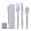 Boardwalk Six-Piece Cutlery Kit, Condiment/Fork/Knife/Napkin/Spoon, Heavyweight, White, 250/Carton