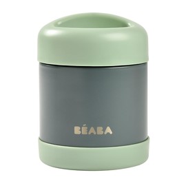 BÉABA - Thermal Meal Preservation Container - For Baby and Children - 100% Airtight - Stainless Steel - Keeps food Hot or Cold for more than 5 hours - Double layered - 300 ml - Mineral grey/Sage green