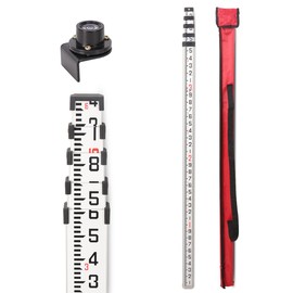 Mountlaser Aluminum Grade Rod 16Foot-10th, 5 Sections Dual Sided Telescoping Leveling Rod with Bubble Level and Carrying Case