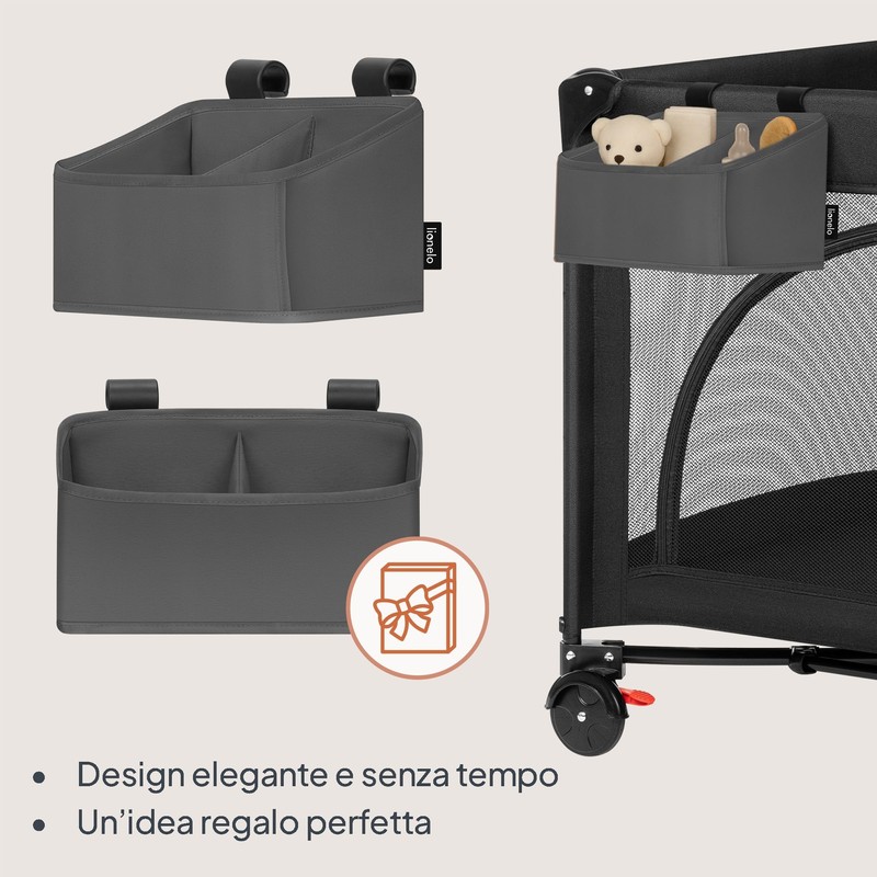 LIONELO Sidepocket Small Organizer Appendibile per Lettino 26x12x15 cm