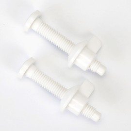 Meaferks Universal Toilet Seat Hinge Bolts Screws Replacement Kit, Plastic Toilet Seat Bolts with Nuts Washers for Top Mount Toilet Seats, Compatible with Most Brands, Easy Installation (2Pcs- MFL12)