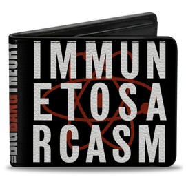 Buckle-Down Bifold Wallet The Big Bang Theory, Multicolor, 4.0" x 3.5", Buckle-down Pu Bifold Wallet - Immune to Sarcasm/Atom Black/Red/White