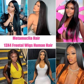 Luxvogue Straight Wave Human Hair Wig 4x4 Closure Glueless Wigs Human Hair Pre Plucked Pre Cut Lace Closure Glueless Elastic Band 200% Density Natural Color